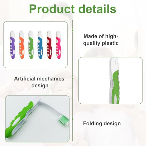 BOULESENM 12 Stück Foldable Travel Toothbrush, Reise Zahnbürste Reisezahnbürste Set Reisezahnbürste Klappbar,Mini Zahnbürste für Unterwegs Camping Reisen Kinder Erwachsene