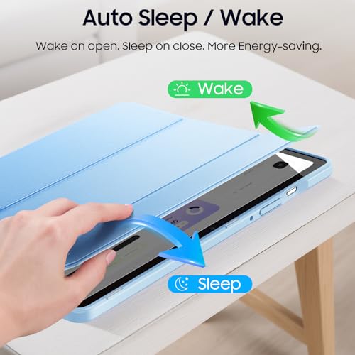 Image of Fintie Hybrid Slim Case for Samsung Galaxy Tab S9 FE 5G 10.9 Inch /Galaxy Tab S9 11 Inch 2023 with S Pen Holder, Shockproof Cover with Clear Transparent Back Shell, Auto Wake /Sleep, Blue