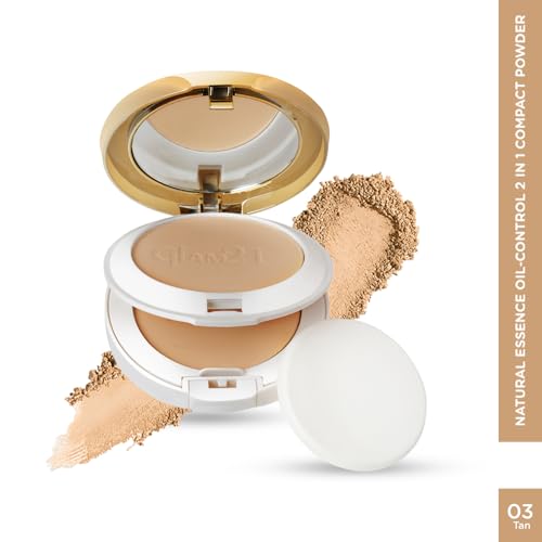 Image of Glam21 Natural Essence Oil-Control 2-in-1 Compact Powder| Long Lasting for Makeup Matte Finish with Vitamin-E| All Skin Type | Tan-03