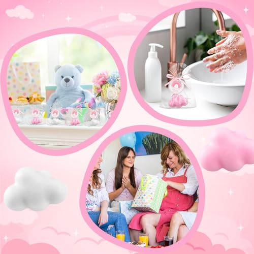 Image of Demissle 20 Sets Cloud Baby Shower Favors Cloud Handmade Scented Soaps Cartoon Story Party Favors with Thank You Cards for Guests Baby Shower Wedding Birthday Party Return Gifts (White,Pink)