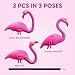 JOYIN 3 Pack Large Pink Flamingo Yard Decorations, Medium Plastic Lawn Flamingo Ornament Stakes with Rubber Coating Metal Legs for Yard, Garden, Luau Party Gift (11in x 20in)