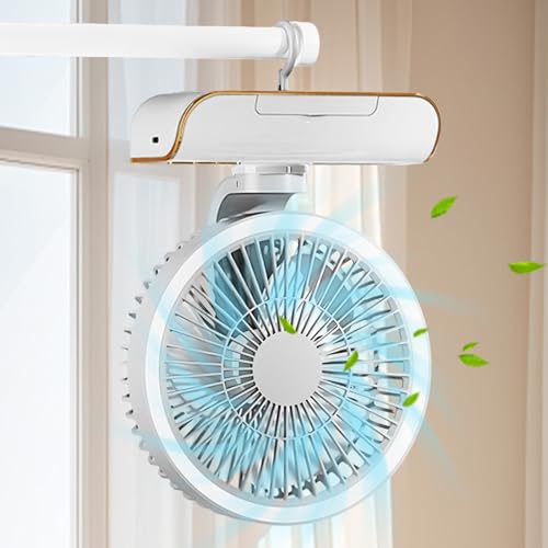 Ventilateur de table USB rechargeable à 5 vitesses avec lampe de chevet intégrée - 4