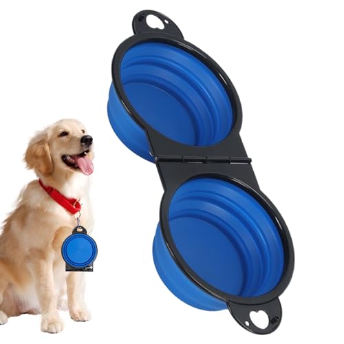 折りたたみ式犬用給水・食器 | 拡張可能な猫用フィーダー皿 ロッククリップ付き | 小型中型大型犬対応のシリコン製ペット用皿