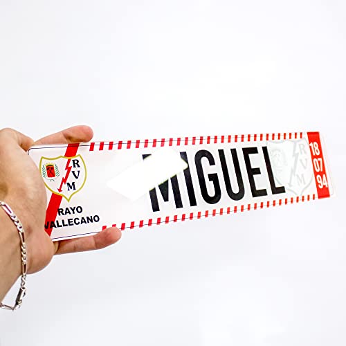 Visual Stocks Rayo Vallecano   Matricula Metacrilato Personalizada Equipo de Futbol   Matricula con Nombre   38cm x 8cm   Placa Impresion Directa   Nombres Decorativos Personalizados