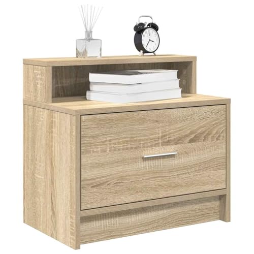 Best Nightstand for Small Bedroom: Stylish, Compact, and Functional Picks 6 WHOPBXGAD Modern Nightstand with Drawer Sonoma Oak Finish 51x31x47 cm, Bedside Table with Storage, Compact Bedroom Furniture for Small Spaces, Sturdy Particle Board Construction