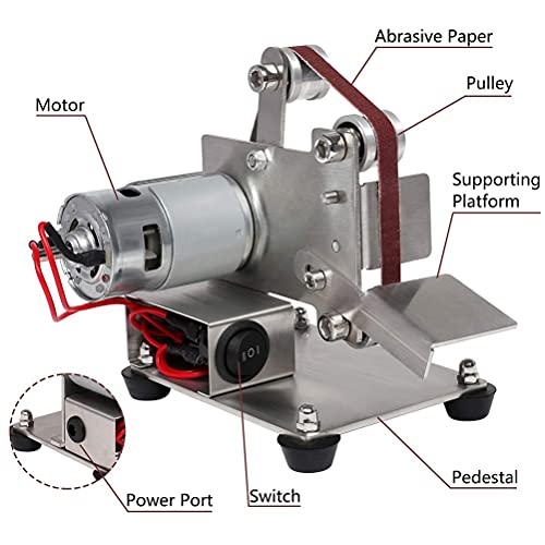 Mini Belt Sander Bench Metal Grinder Knife Making Small Electric Sharpening Machine With 10Pcs Sanding Belt Tool Kit 7 Power Speed Polisher For Diy Wood Working Apex Edge Polishing Lijadora De Banda #TOP1