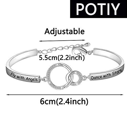 POTIY Memorial Bracelet Sympathy Gift Fly with Angels Dance with Stars Bracelet Loss Jewelry Remembrance Loss of Mom Dad (silver) - Image 3