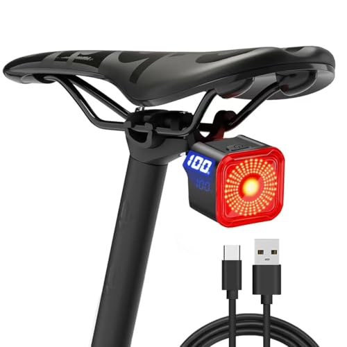 Image of LED Bike Brake Tail Light with USB-C Recharge, Digital Battery Indicator, Automatic Brake Detection, Motion Sensor & Auto Sleep, 6 Lighting Modes, IPX6 Waterproof Rear Warning Light