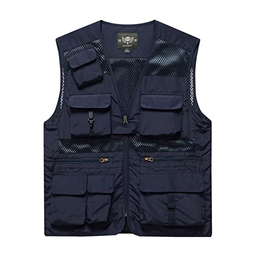 Men Multi-Pocket Classic Vest Unloading Solid Quick Dry Sleeveless Jacket Work Vest