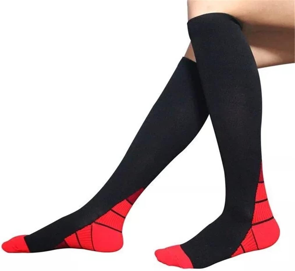 Compression Stockings Pressure Varicose Vein Stocking Knee High Stockings 15-20 mmHg(White-Dinosaur Doodle4,S-M Code)