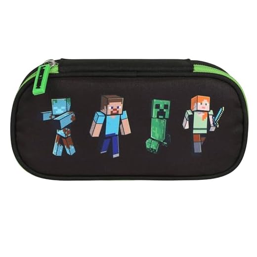 sarcia.eu Minecraft Estuche Escolar COMPARTIMENTADO sin Material para Aficionado A LOS Juegos, bolsita con Solapa, para NIÑO (Minecraft Compartimentado)
