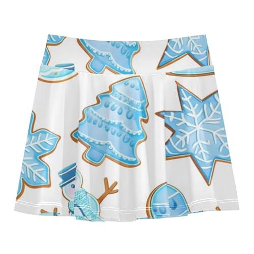 Joisal Dance Golf Athletic Shorts Girls Skorts Tennis Skirts for Kids Little Girl Winter Cookies Snowmen Christmas 4t