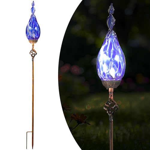Naboher Solar Garden Lights Outdoor, Decorative LED Flame Garden Stakes,