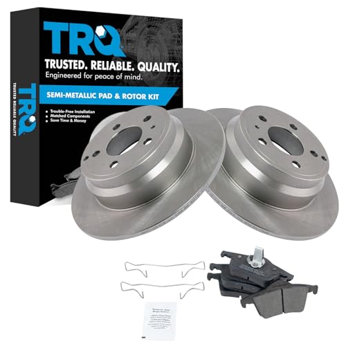 Image of TRQ Rear Brake Pad and Rotor Set Semi Metallic Rotors Compatible with 2000 Volvo V70