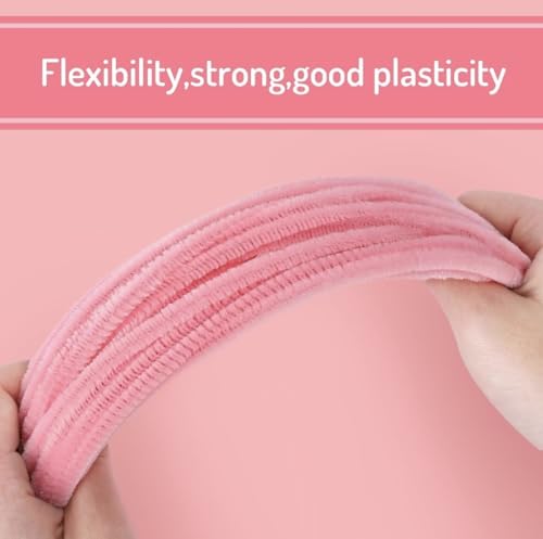 Image of Chenille Pipe Cleaners, Pink, 100 Pieces, DIY Craft Supplies