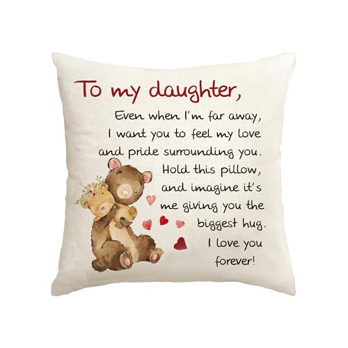 REVLIXI Daughter Gifts from Mom18x18 Throw Pillow Cover - Best Daughter Ever from Mom & Dad, Birthday Gifts for Daughters, to My Beloved, Decorative Pillow Case for Her, Special Occasion Keepsake