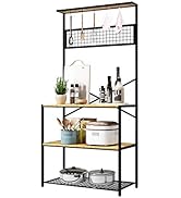 SogesPower Kitchen Baker's Rack 4-Tier Microwave Oven Stand Storage Shelf, 5 Hooks Outdoor Organi...