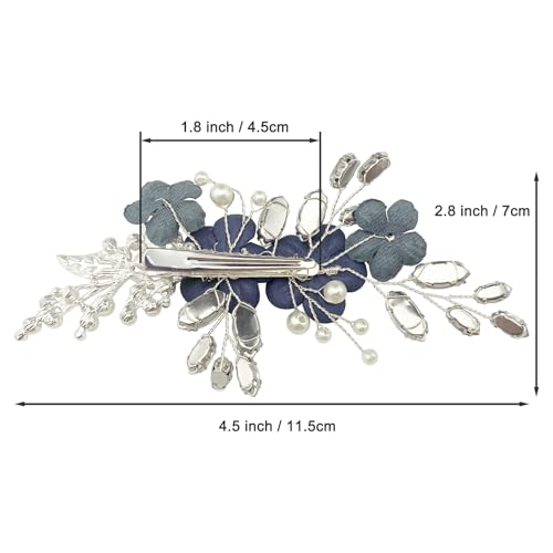 Pinzas para cabello florales azul oscuro para boda miniatura 6