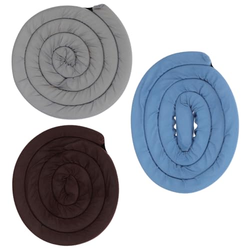Ipetboom Relleno de Huecos para Cama 3 Piezas 200 Cm Tiras en Forma de Cuña para Espacio Entre Colchón y Cabecero, Tejido de Franela Gris, Azul Claro y Beige, Adecuado para