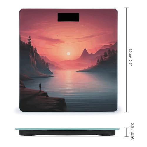 Báscula digital Sunset de vidrio templado con pantalla LCD miniatura 2