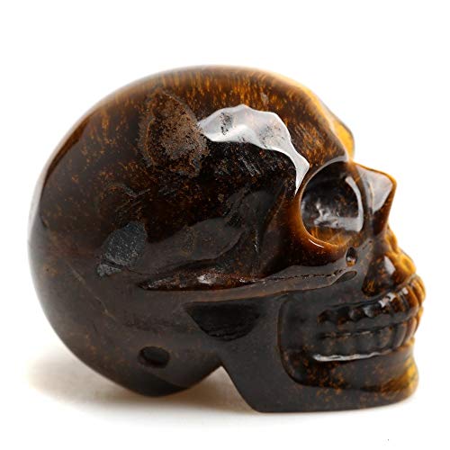 Crystal Moon CM16-YELLOWCM Healing Skull Quartz Crystal Figurines Sculpture Gemstone Natural Reiki Fluorite Stone Collectible Home Decor Length 2 Inches thumb #2