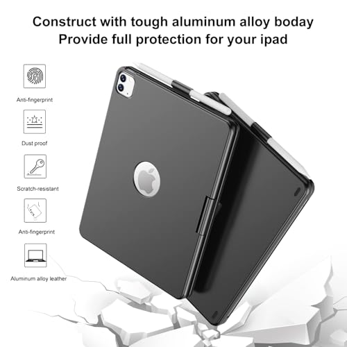 Image of GGH Keyboard Case for iPad Pro 11 Inch & Air 11 inch M4 /M3 /M2, Black | 10-Color Backlight Keyboard with Pencil Holder, 360 Rotatable, Compatible with iPad Pro 11 1st-4th Gen & Air11 M2 /M3 /M4
