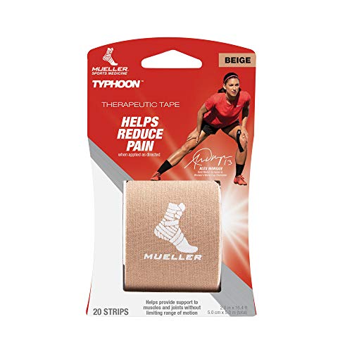 Mueller Sports Medicine Typhoon Kinesiology Therapeutic Tape, Pre-Cut I-Strips, Beige, 20 Count #TOP2