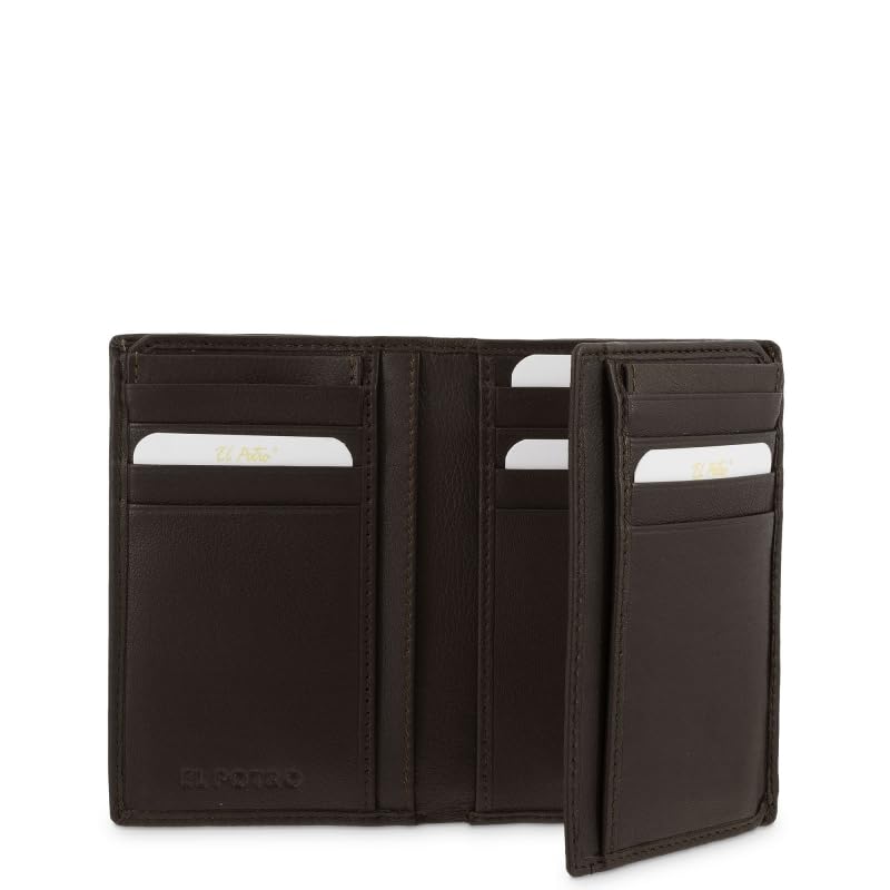 Genérico EL Potro Cartera Hombre de Piel Vacuno, Colección Roma, con Tarjeteros, 12 x 9 x 2 cm (Marron)