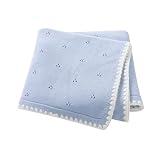 Wugugu Baby Blanket Knit Ultra Soft Swaddle Receiving Blankets for Boys & Girls Cotton Knitted Newborn Infant Toddler Nursery Crib 30 x 40 Inch