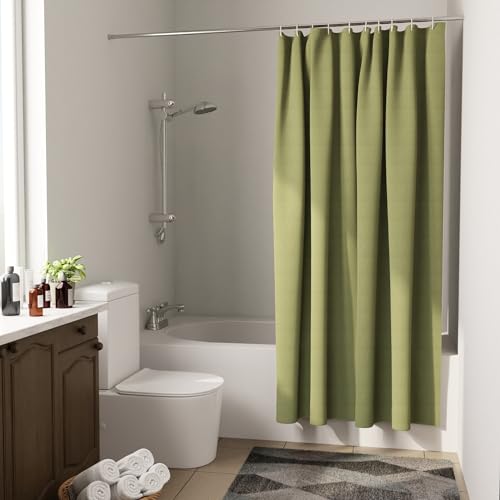 Image of Encasa XO Waterproof Shower Curtain for Bathroom 8 x 6 feet(183x244 cm), Anti-Fungal Polyester Washroom Curtain with 12 Hooks, Wet & Dry Partition Toilet Curtains ZZ Sage