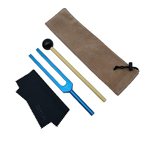 QIYUN Tuning Fork, 528 Hz Tuning Forks For Healing, DNA Repair Healing, and Perfect Healing Musical Instrument with Cleaning Cloth and Silicone Hammer, Blue