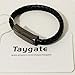 Taygate Bracelet USB Charging Cable Data Charging Cord for iPhone- Portable Travel Durable Braided Leather Charging Wrist Clasp USB for Apple iPhone Plus X XR Xs Max (Black-7.2 inch)