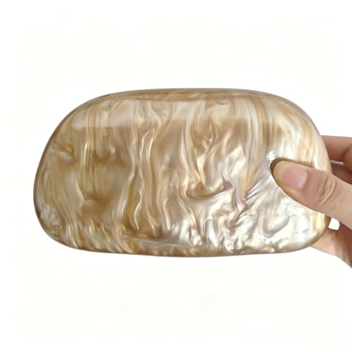 Image of Acrylic Clutch Purse for Women Classic Round Acrylic Evening Handbag Vintage Metal Handlebars Bag for Wedding Party Prom