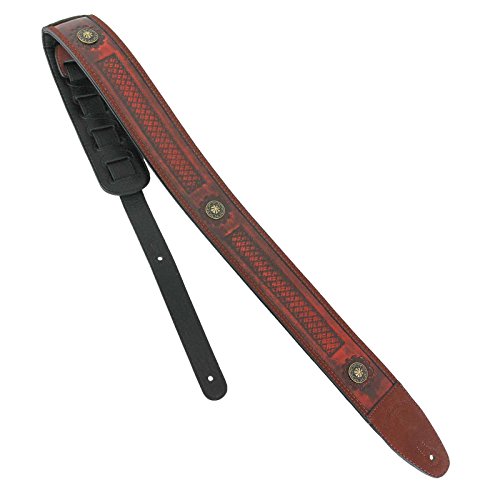 Walker & Williams Ge-104 antique en bois d’acajou estampée Sangle rembourrée avec Laiton Conchos - Les Beatles, Paul McCartney, John Lennon, RIngo Starr, George Harrison Walker & Williams Ge-104 antique en bois d'acajou estampée Sangle rembourrée avec Laiton Conchos – Image 3