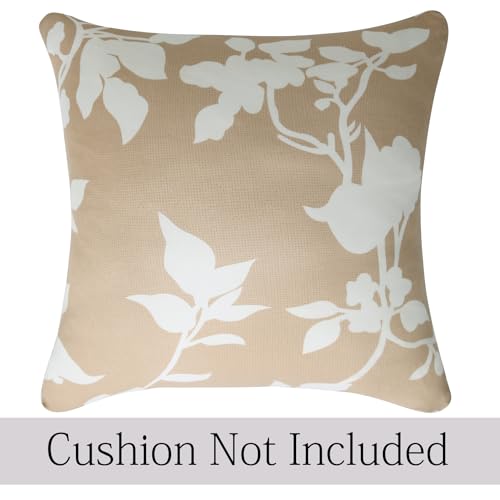Image of HOKIPO 'Elira Series' Stretchable Cushion Cover for Sofa 22 inch x 22 inch, Packof 2, Buff Brown Sillehoute Floral (AR-6712-C7*2)