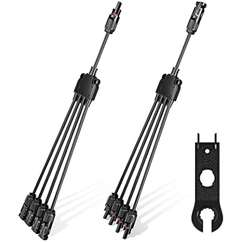 OYMSAE Solar Y Branch Connectors Solar Panel Parallel Connectors 1 to 4 Solar Adapter Cable Plug Tool Kit (M/FFFF, F/MMMM) Cover