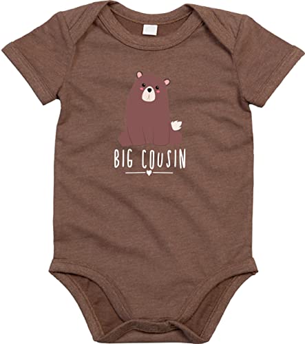 Kleckerliese Baby Body mit Motiv Big Cousin Tiermotiv Bär Jungen Mädchen Kurzarm, Mocha, 3-6 Mon Cover