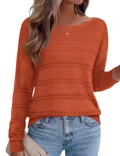 Zeagoo Womens Sweaters Cute Long Sleeve Off The Shoulder Pullover Fall Tops