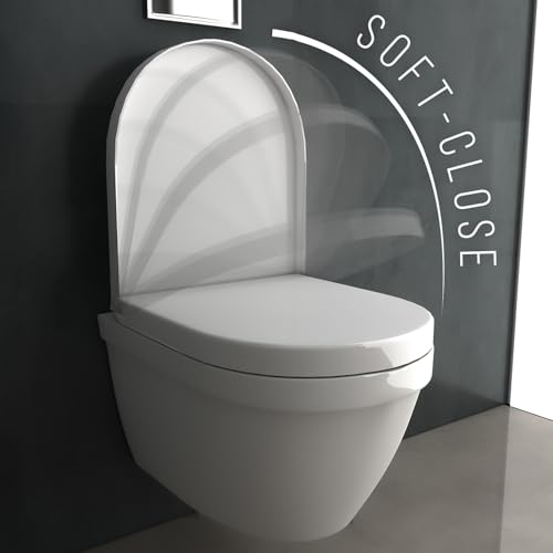 Alpenberger Hänge WC Toilette Kurz 48 cm | Kloschüssel Wandhängend | Wand WC Spülrandlos mit Nano | WC Set mit Softclose WC Deckel aus Duroplast | Passend Geberit – Bild 7