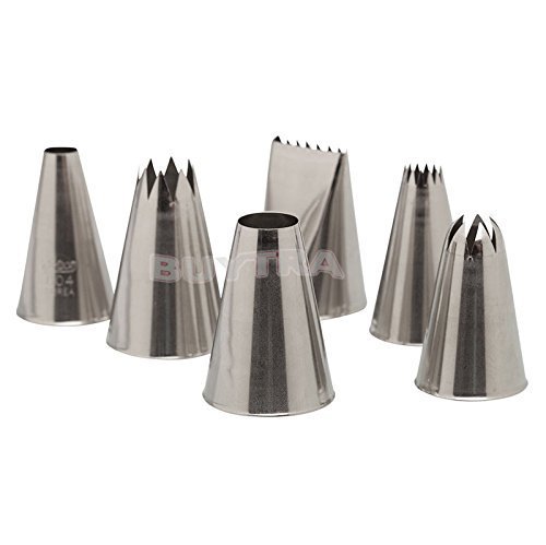 ensunpal store CONVENIENT 6Pcs Icing Piping Nozzle Cake Decorating Sugarcraft Pastry Tips Tool Set