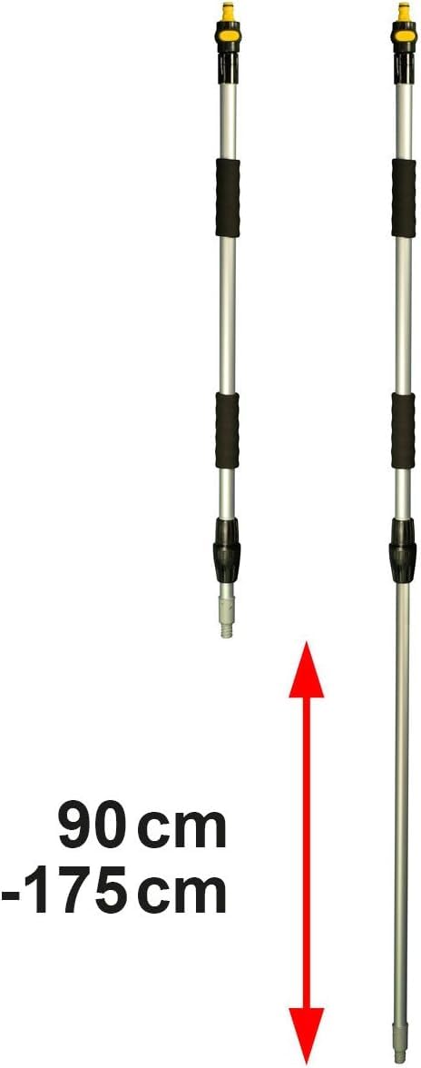 Yachticon Waschbürstenset Nr. 1 – Teleskopstiel 90–175 cm mit Wasserdurchlauf, Waschbürste ohne Seitenborsten & Schwamm-Abzieher für Boot, Auto, Wohnmobil & Caravan