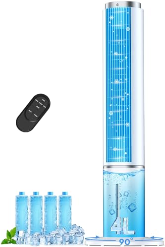 Image of COOLECH 42 INCH Windowless Portable Air Conditioners w/4 Modes & 3 Speeds, 1-Gal Tank for 15H Cooling, 12H Timer, Swamp Cooler Air Conditioner No Window Needed, 90° Oscillating AC Unit for Bedroom