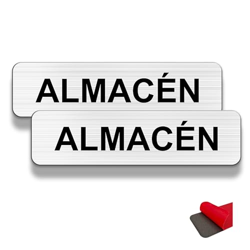 FloraVigo Letreros para puerta/aviso, 2 unidades, 19 x 5 cm, aluminio cepillado, impermeables, para interior y exterior, panel de aluminio con adhesivo (ALMACÉN)