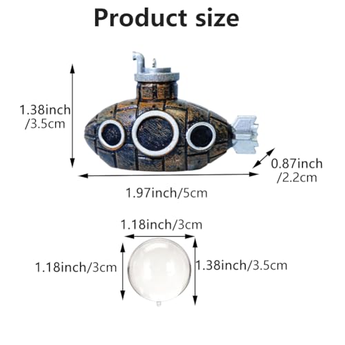 Image of JIANWEI Floating Fish Tank Decoration, Cute Retro Submarine Aquarium Decoration with Float Balls Resinous Fish Tank Accessorie Perfect for Fish and Floating Aquarium Decor(as Shown)