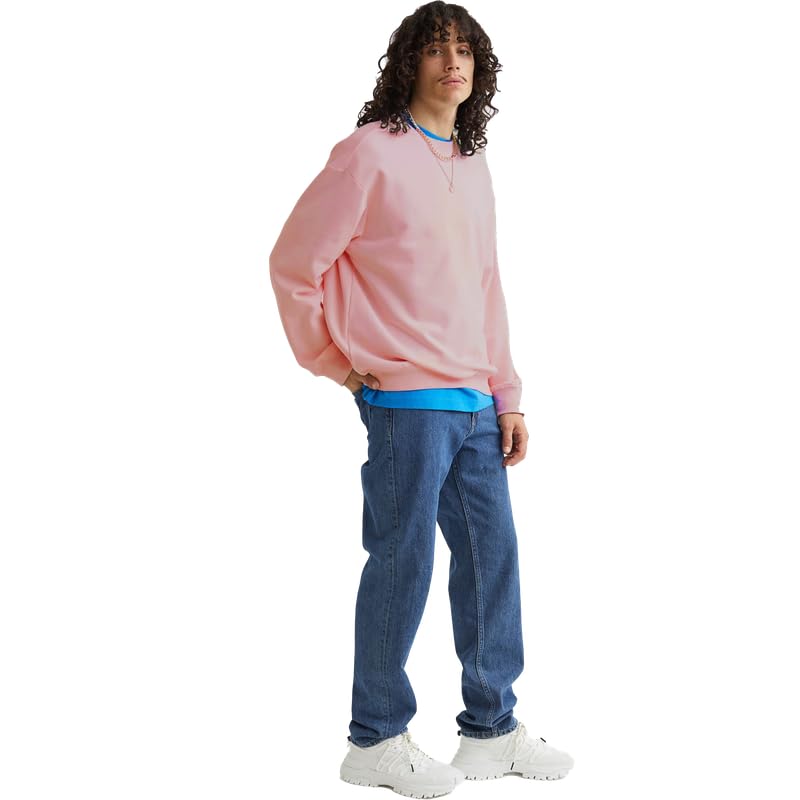 Image of DROBE Cotton Blend Round Neck Solid Sweatshirt for Men
