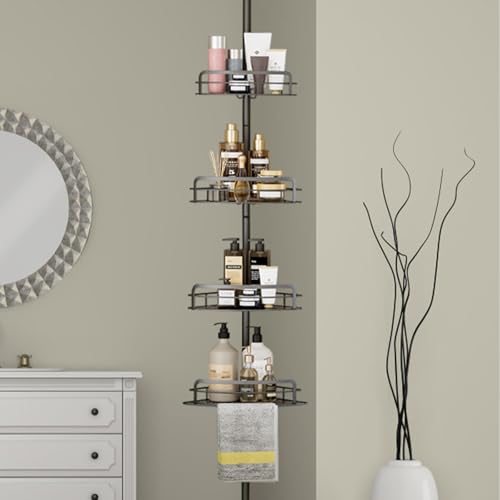 Accesorios Para Baño, Home SPOWAY Estante Esquinero de Baño,Estante de Ducha de 4 Niveles Estante de Ducha Telescópico y Ajustable para Bañera y Champú, Soporte de Baño Ajustable...