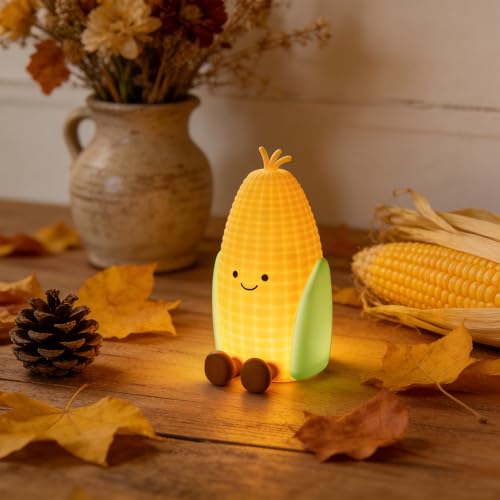 Image of QANYI Corn Cob Night Light-Soft Squishy Silicone Touch Lamp,Farmhouse Fall Decor for Home,USB Rechargeable & Dimmable, Desk Light for Kitchen Counter Decor,Cozy Thanksgiving Gift for Women