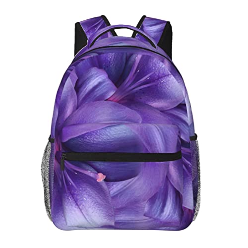 Sac à dos ordinateur portable avec motif fleurs de lys original violet et noir