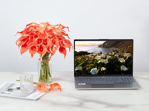 Image of SITUMEIZI 24 Pcs Coral Fake Flowers Artificial Calla Lily