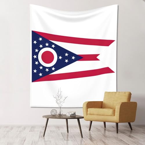 Tapisserie chambre motif drapeau Ohio en textile fluide de qualité supérieure